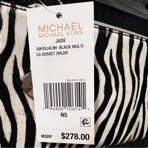 MICHAEL KORS JADE BLACK MULTI Calf Hair and Leather Shoulder Bag - Picture 11 of 12